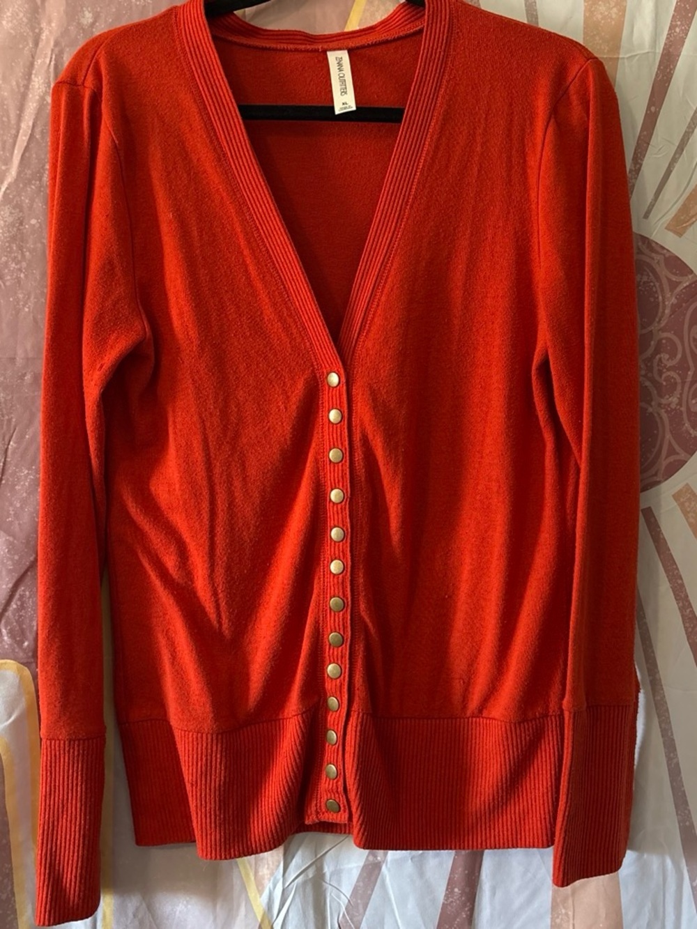 Zenana Outfitters Red V-Neck Button Front Cardigan Sweater